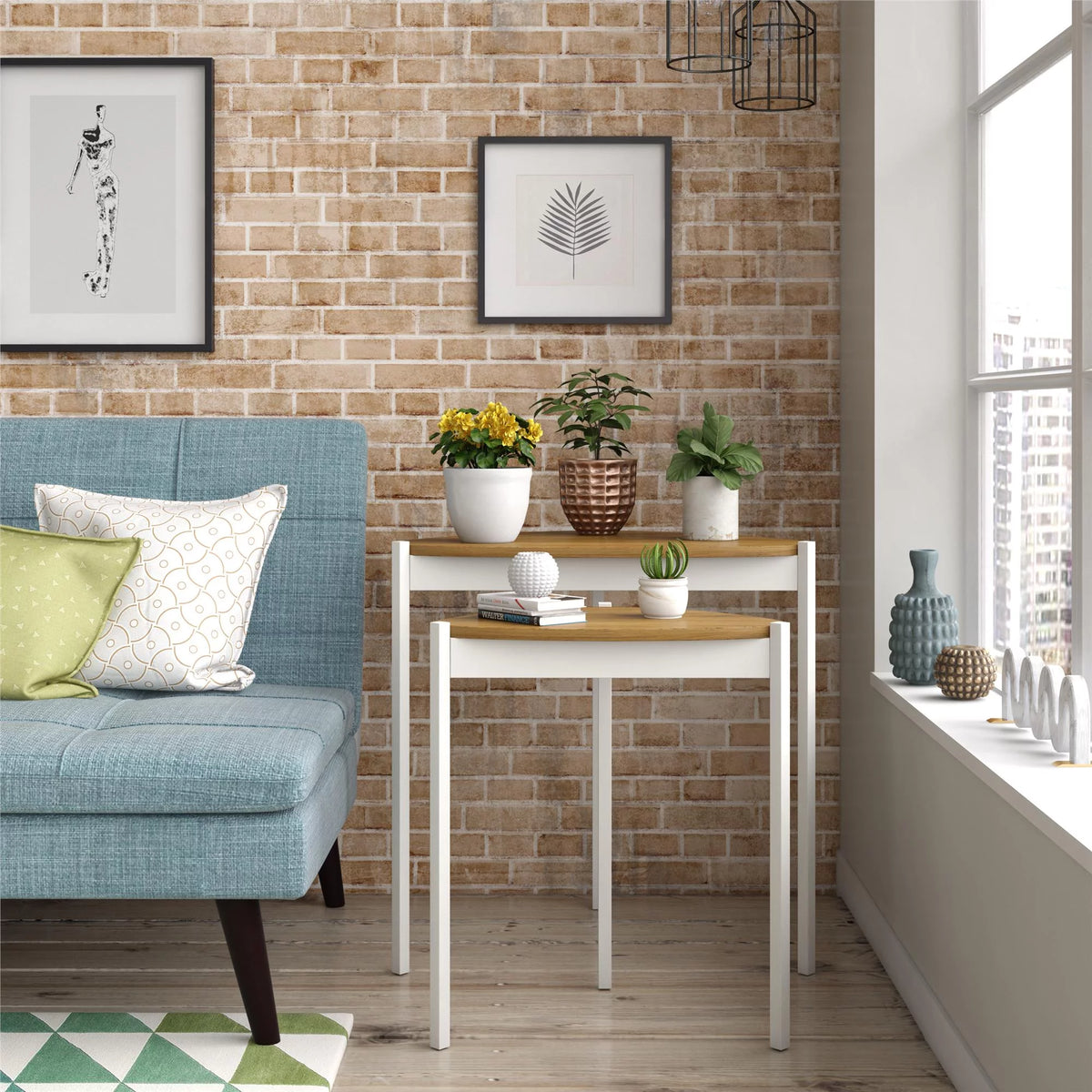 Novogratz Tallulah Nesting Table Set in Walnut and White
