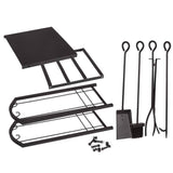 Juvale Firewood Rack with 4 Fireplace Tools and Indoor Log Holder