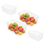 3-Piece Pearl White Freezer Basket Set with Handles, Wire Storage Organizers for Chest and Upright Freezers, Refrigerator Divider Containers