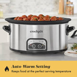 Crock-Pot 8-Quart Programmable Slow Cooker with Auto Warm Setting and Black Stainless Steel Finish