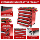Rolling Metal Tool Chest with 5 Lockable Drawers, Mobile Garage Storage Cabinet on Wheels for Workshop, Warehouse or Repair Shop