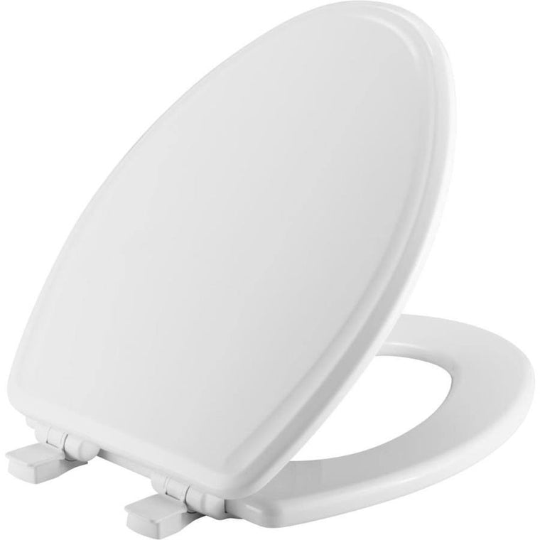 Church White Elongated Toilet Seat with Slow-Close Hinge, 1748SLOW 000