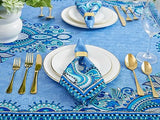 YiHomer Mykonos Blue Paisley Tile-Bordered Tablecloth, 60 x 84 Rectangle, Stain- and Water-Resistant Indoor or Outdoor Tabletop Cover for Picnics and Dinner Parties