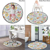 35.4-Inch Round Office Chair Mat in Dark Blue and White, Durable Anti-Slip Floor Protector for Hardwood Computer Desk or Gaming Chairs