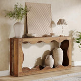 Tribesigns 63-Inch Farmhouse Console Table in Brown, Featuring Storage for Entryways, Hallways, Living Rooms, or Behind the Sofa