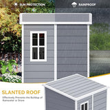 DWVO 5 x 3ft Gray Resin Outdoor Storage Shed with Floor, Window, Waterproof Construction, and Lockable Door for Garden, Yard, or Patio