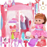 25-Piece Baby Doll Care Playset with 14 Doll Toys, Cradle, High Chair, Milk Bottle, Pacifier and Diaper for Girls and Boys Ages 3, 4, 5, 6+