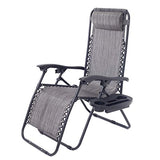Set of 2 BTEXPERT Adjustable Steel Mesh Zero Gravity Lounge Chairs with Pillow, Utility Tray, Cup Holder, and Gray Case