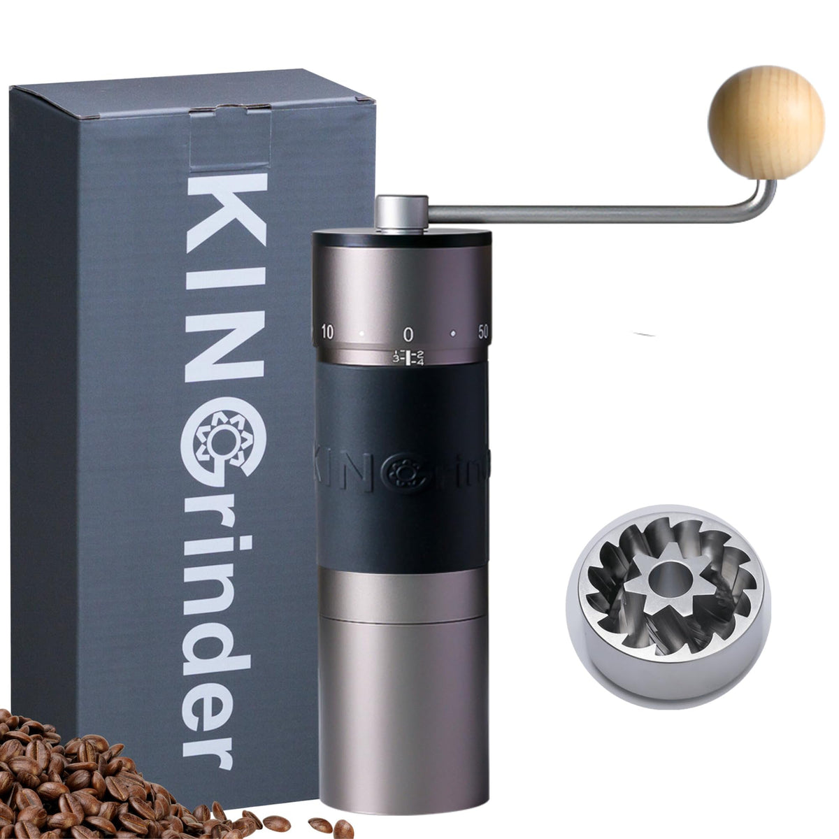 KINGrinder K6 Manual Coffee Grinder with Straight Handle
