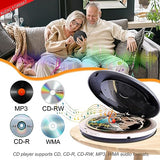Portable Bluetooth CD Player with Dual Speakers, Rechargeable Battery, LCD Display, Anti-Skip Protection, Headphone and AUX Cable for Car or Home