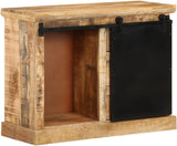 Solid Mango Wood Textured Sideboard Cabinet, 31.5 x 11.8 x 23.6, Retro Style