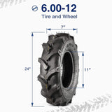 MaxAuto Farm Tractor Tire Set, 6.00-12, 2Pcs, Replacement for Kubota 7100 Series H167