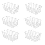 3-Piece Pearl White Freezer Basket Set with Handles, Wire Storage Organizers for Chest and Upright Freezers, Refrigerator Divider Containers