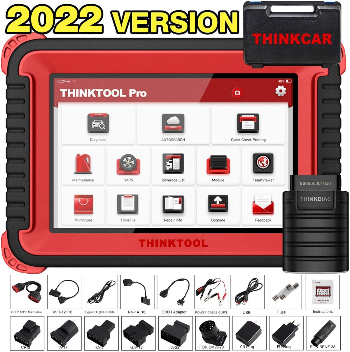 thinkcar THINKTOOL PRO Bi-Directional OBD2 Diagnostic Scanner with Full-System Access, 31+ Reset Functions, Key Matching, Variant Coding, FCA SGW AutoAuth and 2 Years of Free Updates
