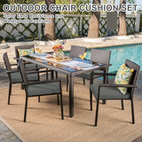 Favoyard Set of 4 Outdoor Chair Cushions, 19 x 19 x 2 Inches, Rainproof Fade-Resistant Patio Pads with Waterproof Hidden Zippers and Tie Attachments