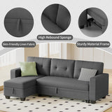 Modern L-Shaped Sleeper Sectional Sofa with Pull-Out Bed, Storage Chaise and Convertible Fabric Upholstery for Living Rooms, Apartments and Small Spaces, Dark Gray