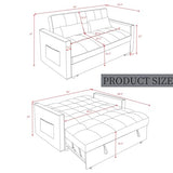 Convertible 3-in-1 Sleeper Sofa Bed with Pullout Bed and Side Pocket, Black Futon Loveseat for Living Room, Bedroom or Small Spaces