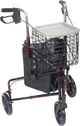 Drive Medical 10289RD Deluxe Foldable Rollator Walker with Black and Red Finish