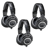 3-Pack of Audio-Technica ATH-M50x Professional Monitor Headphones in Black