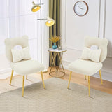 Furnimart Bear-Shaped Vanity Chair with Backrest Pillow, Comfy Teddy Fabric & Golden Metal Legs for Dressing Room, Living Room or Home Office, Green