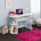 Compact White Student Desk by Pemberly Row, Designed with Convenient Storage