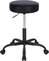 SUPERJARE Multi-Purpose Drafting Chair with Back, Rolling Stool, Adjustable Footrest and Thick Seat Cushion for Office, Home, Bar, Kitchen or Shop, Black
