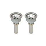 2-Pack Elkay LK99 Deluxe Drain Strainer Baskets, Type 304 Stainless Steel with Rubber, 3.5×22