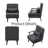 Convertible 3-in-1 Sleeper Sofa Bed with Pullout Bed and Side Pocket, Black Futon Loveseat for Living Room, Bedroom or Small Spaces