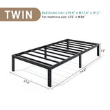 14-Inch Full Platform Bed Frame, Heavy-Duty Metal Mattress Foundation with Underbed Storage, No Box Spring Required, Easy Assembly and Noise-Free Support