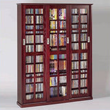 Leslie Dame MS 1050dc Mission-Style Multimedia Cabinet with Sliding Glass Door, Dark Cherry