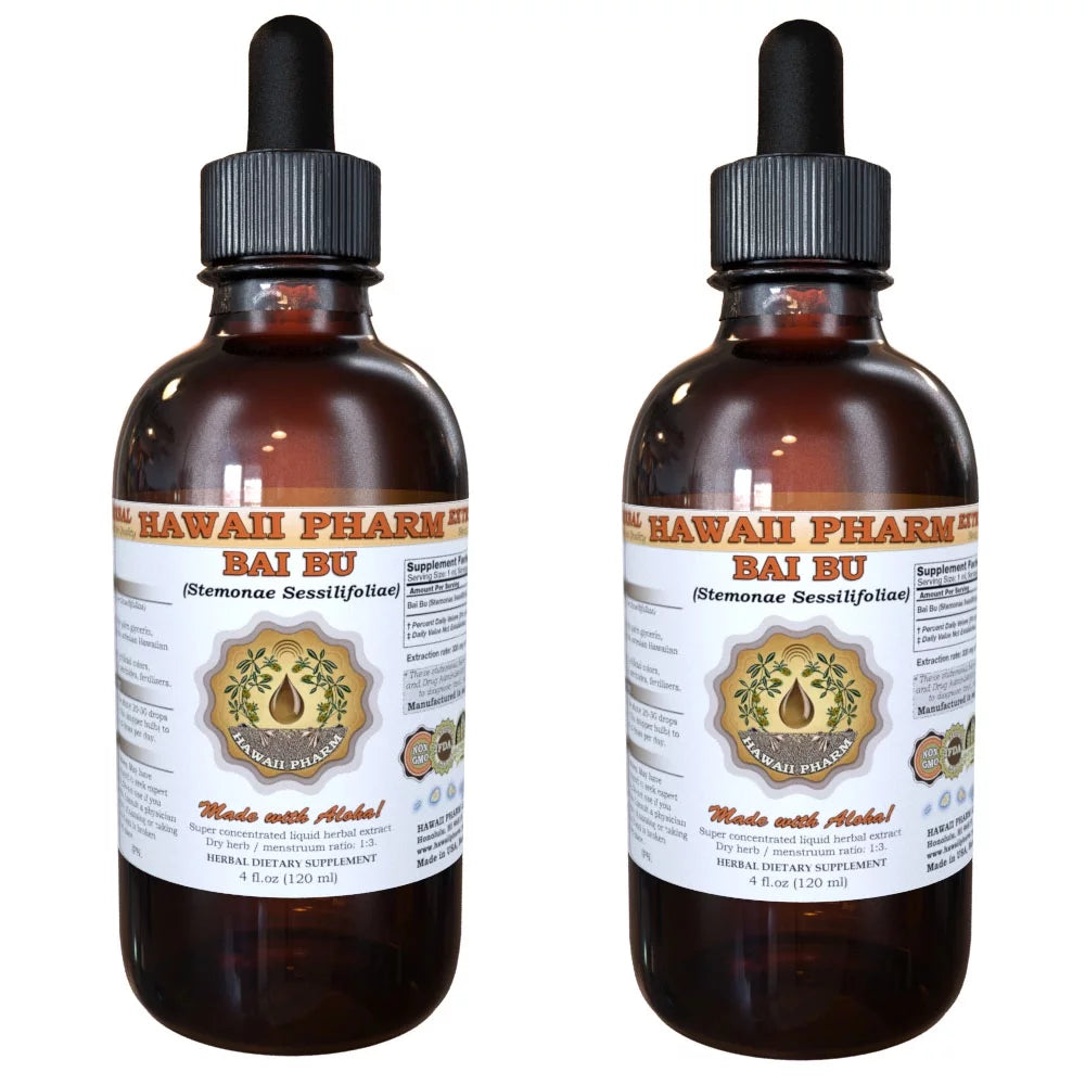 Stemona Sessilifoliae Herbal Extract, Bai Bu Dried Root Powder Tincture with Radix Stemonae, 2 x 2 oz