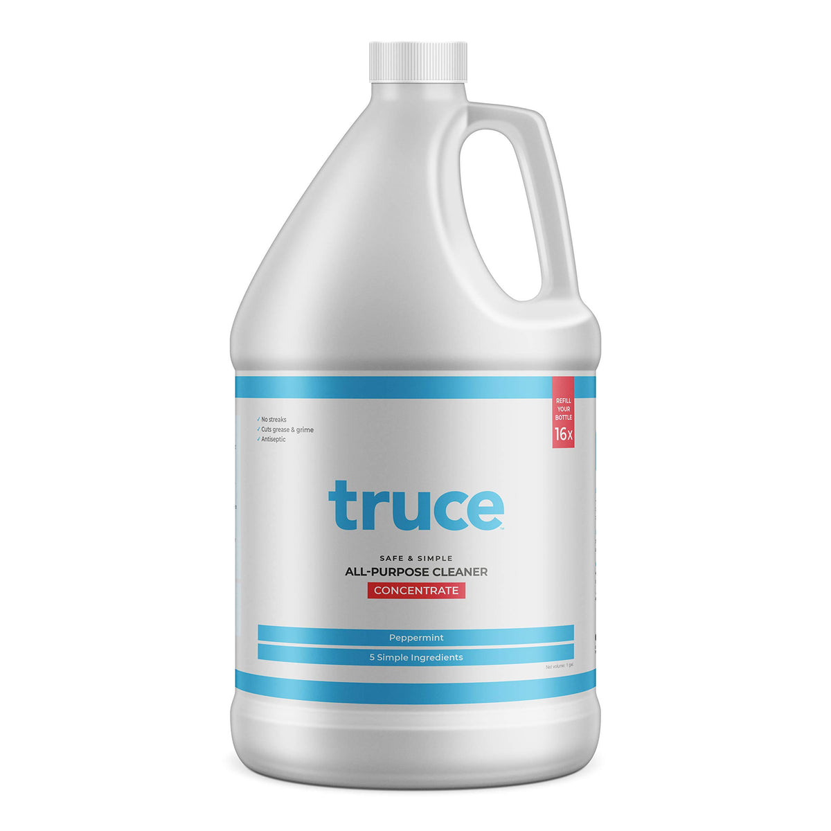Truce Peppermint All-Purpose Cleaner, 1 Gallon, Grease-Cutting Formula That Is Antiseptic, Kid & Pet Safe, Cruelty Free, Made in the USA