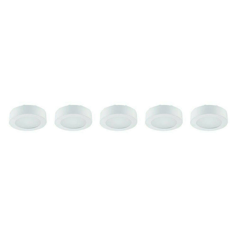 Commercial Electric 5-Light LED Puck Light Kit in White with AC Power