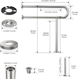Munzong Toilet Support Rail for Bathroom Safety, 31.3 x 31.5 Inch Satin Brushed Nickel Stainless Steel Grab Bar with Leg, Knurled 1.25?? Tube