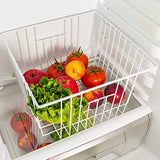 3-Piece Pearl White Freezer Basket Set with Handles, Wire Storage Organizers for Chest and Upright Freezers, Refrigerator Divider Containers