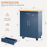 Shintenchi Rolling Kitchen Island Cart with Large Worktop, Cabinet Storage, Drawers, Towel Rack and Wheeled Side-Table Design, White