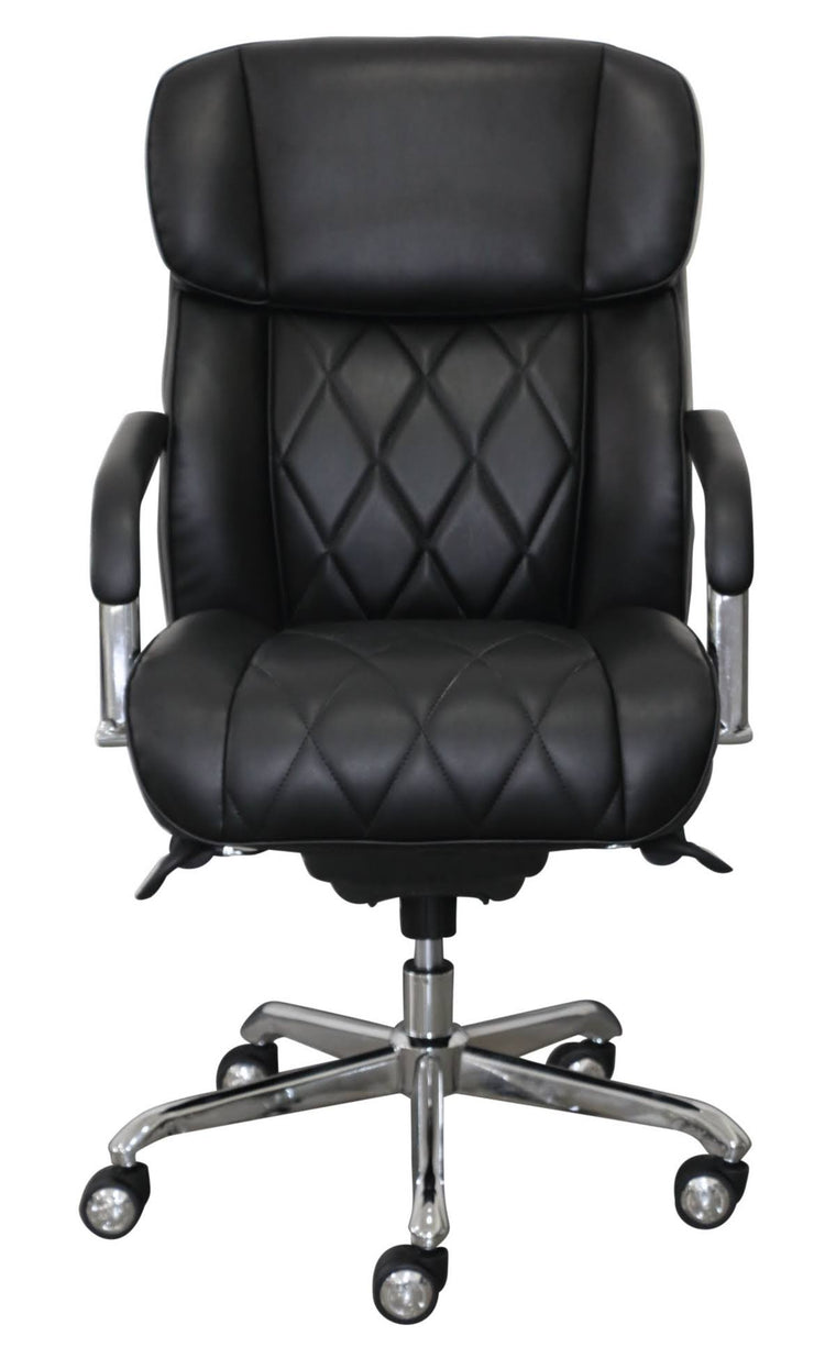 La-Z-Boy Sutherland Office Chair with Quilted Leather Upholstery, Grey