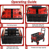 LAZY BUDDY 2-in-1 Folding Hand Truck with Collapsible 22-Folding-Basket Platform, Red, 330LBS