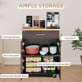 Shintenchi Rolling Kitchen Island Cart with Large Worktop, Cabinet Storage, Drawers, Towel Rack and Wheeled Side-Table Design, White