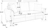 SZLIZCCC 78-Inch Cream Velvet Three-Seater Sofa with Soft Seating for Living Room, Apartment or Bedroom