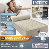 Intex Dura-Beam Queen Air Mattress with 18-Inch Headboard and Built-In Pump