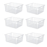 3-Piece Pearl White Freezer Basket Set with Handles, Wire Storage Organizers for Chest and Upright Freezers, Refrigerator Divider Containers