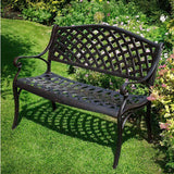 Patio Sense Antique Bronze Cast Aluminum Bench for Outdoor Patios