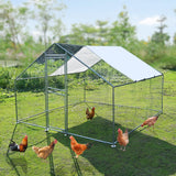 Kkonetoy Walk-In Poultry Cage with Waterproof Cover, 10 X 10 X 6.6ft Metal Chicken Coop and Duck Run