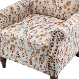 HULALA HOME Upholstered Wingback Accent Chair with Removable Cushion, Wood Legs and Nailhead Trim, Floral Living Room or Bedroom Armchair, Blue