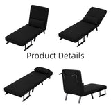 Convertible 3-in-1 Sleeper Sofa Bed with Pullout Bed and Side Pocket, Black Futon Loveseat for Living Room, Bedroom or Small Spaces