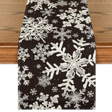 Navy Blue Christmas Table Runner with Snowflake Design by Artoid Mode, 13 x 72 Inches, Winter Holiday Dining and Kitchen Decor