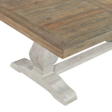 Saltoro Sherpi 19-Inch Coffee Table with Pedestal Base, Brown and White