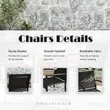 Greesum 4-Piece Outdoor Patio Conversation Set with Glass Coffee Table, Black Furniture for Lawn, Garden or Poolside