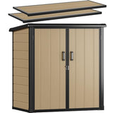 DWVO 5 x 3ft Gray Resin Outdoor Storage Shed with Floor, Window, Waterproof Construction, and Lockable Door for Garden, Yard, or Patio